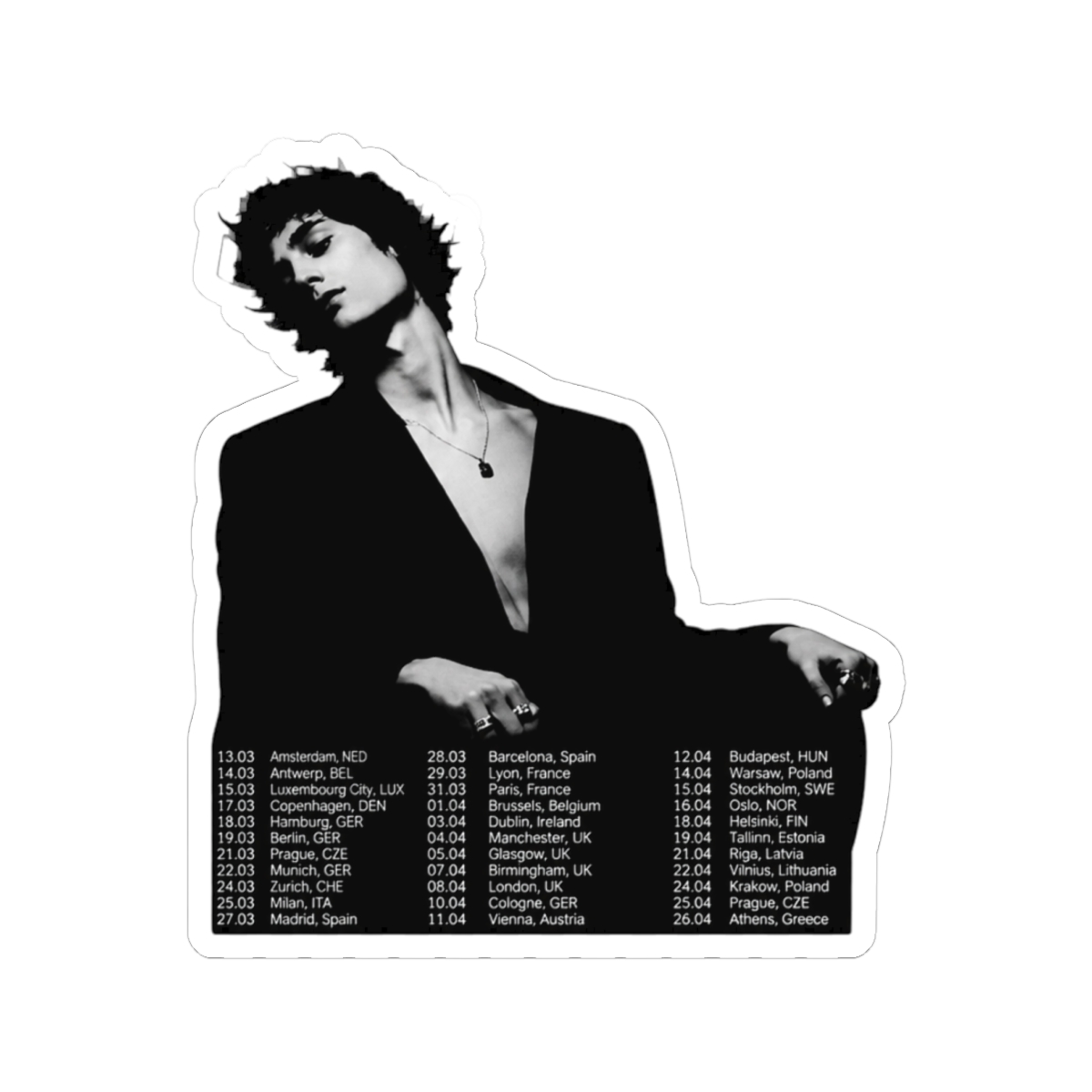 Sombr Europe Tour 2026 Sticker - Sombr official Stickers merch